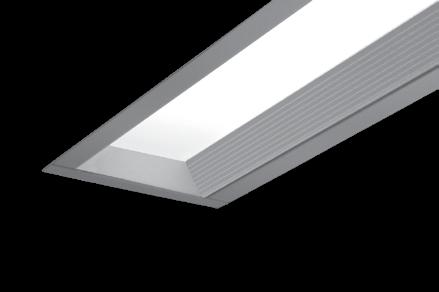 LED corrugated regress trim solid regress trim flush lens DIMENSIONAL DATA Grid Mount (Regress Trim Shown) FEATURES Narrow 3" slot LED with frosted satin lens.