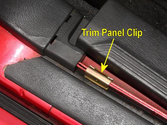 After the pins are removed, you ll need to pull up the trim panel that runs along the bottom of the door.