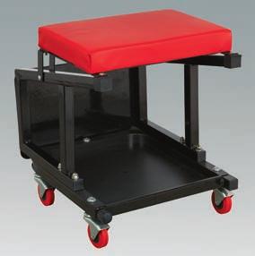 Deluxe Steel Creeper with 6 Wheels & Headrest Two integral tool trays. Padded headrest.