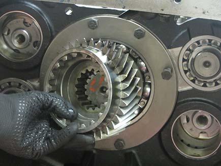 Install the Auxiliary Drive Gear onto the Transmission Main Case Main Shaft. 29.