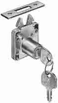 Tambour and Sliding Door Locks FH Series 2.5 22 28 13 7.5 75 Ø7 12.5 #6 14 Lock Case for Tambour Door Material: Face plate: brass-plated Body: steel left 230.37.256 right drawer* 230.37.301 1.