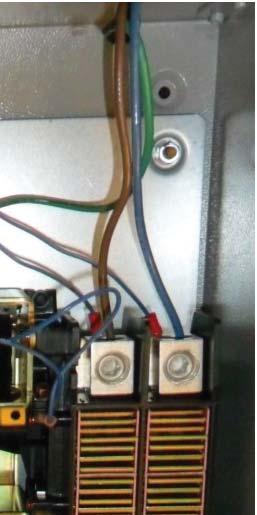 Connect the Active (Hot) brown wire to the left top terminal contact of the transfer mechanism and connect the neutral blue wire to the top right terminal contact of the transfer mechanism.