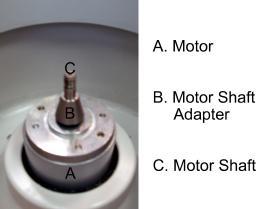 Place the rotor on the motor shaft (figure 1) and over the motor shaft adapter (see figure 1 and 2).