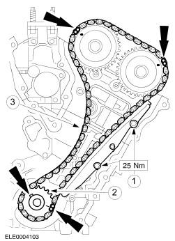Page 14 of 39 39. Grip the left-hand timing chain tensioner in a vise with jaw protectors. 40.
