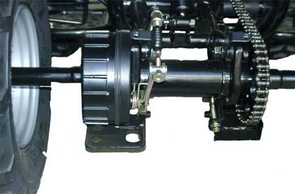 The standard free play is 15-25 mm Inspect the rear brake lever and cable for excessive