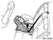 Installation with seat belt (A) INFANT SEAT INSTALLATION An infant seat must be used in rearfacing position only.