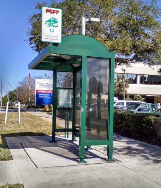 Bus Shelters Bus shelters enhance the look and quality of the transit service by providing a more comfortable and pleasant waiting for transit patrons.