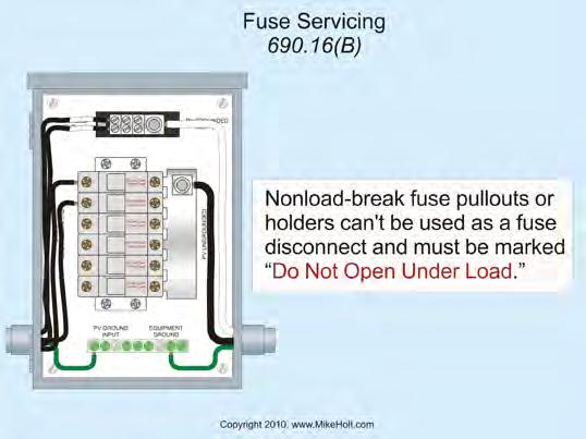 Disconnects must be a manually operable switch or circuit breaker meeting all of the following: (4)For dc disconnects where line and load terminals will be energized when the switch is in the open