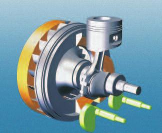 In the -series, the counterweight which is installed on the flywheel side of the crankshaft web disposes of the desired reduced working radius.