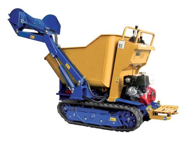 SMALL DIMENSIONS MAKE THEM IDEALS FOR CARRYING IN PLACES WITH LIMITED SPACE Dump with one arm loading showel Hydraulic system with safety stop Indispensable for operator safety, when