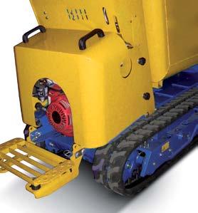 3 sides opening for an increasing loading surface Double speed moving It allows movements at 2,3 km/h or 3,2 km/h Parking brake Hydraulic brake that acts on the track Hydraulic