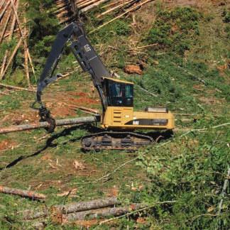 Heel booms are especially well-suited for use with large diameter sawlogs and tree length loads. Caterpillar Roadbuilders.