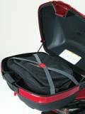 bag with silver Honda Wing logo on front pocket expandable from 21 to 33L front pocket can contain an A4-size file