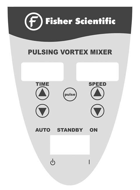 DIGITAL & PULSING VORTEX MIXER CONTROL PANEL B D The front panel of the Digital/Pulsing Vortex Mixer contains all the switches, controls and displays needed to operate the unit. A.