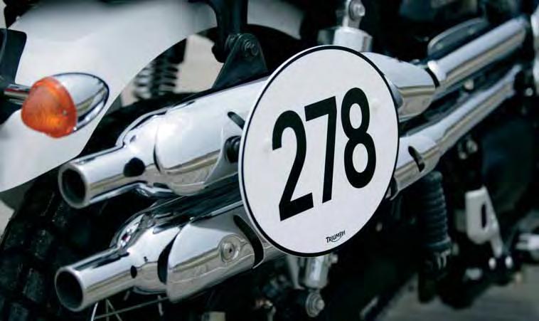 Number boards 44 Modern Classics Biking by numbers What a great bike the Scrambler is to get attached to. You can attach a number board and personalise it with your own numbers or letters.