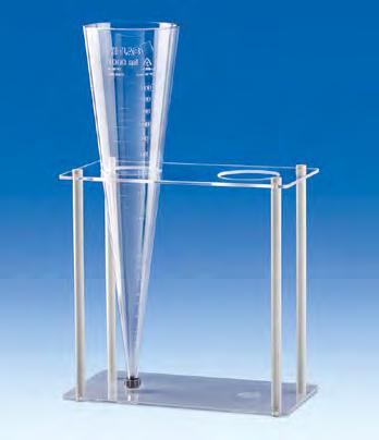 Sample preparation material separation Imhoff or sedimentation cone, SAN According to DIN 12 672. Crystal clear, with raised scale for precise reading of volumes.