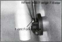 (2) The wheel hub flange fillister and front fork flange should be fully matched.