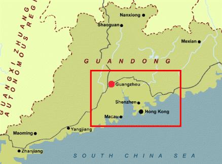 Slika 5.6: Shenzehn Vir: Guangzhou map (2009). Prebivalstvo Shenzhena izvaja predvsem industrijska dela. Leta 1994 je v trideset tisočih shenzhenskih obratih delalo že šest milijonov ljudi.