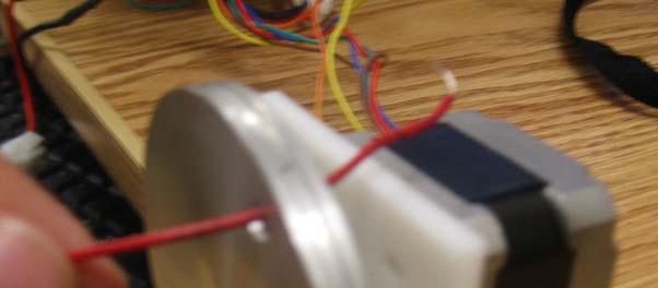 Figure 5: Install a string on the stepper motor. Wiring The stepper motor has two windings.