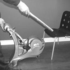 Attaching to Chair Manoeuvring Around Improper chair leg width could result in P44 becoming free of chair legs. Set a chair with a suitable seat height (at least 17.