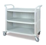 Service & Equipment Utility Cart Wide- 3 Shelves 3 x Polypropylene shelves 2 x Polypropylene