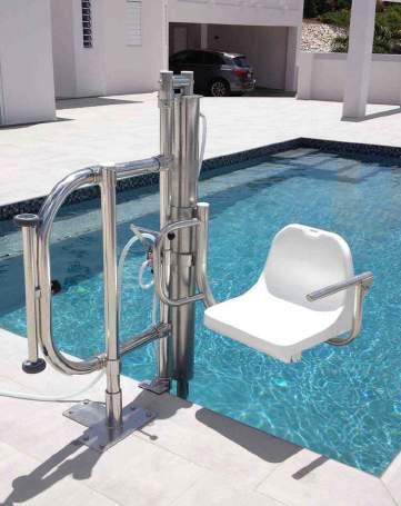 Poollift DOLPHIN DOLPHIN Appealing design in stainless steel The unique solution for independent access to your swimming pool The poollift Dolphin is a valuable aid to get you in or out of a swimming