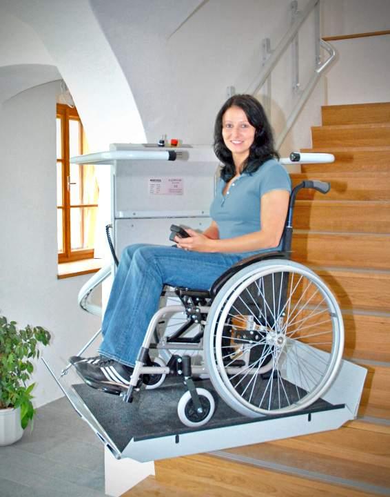 Platform stairlift OMEGA OMEGA Mounted directly to the wall, the lift leaves maximum clearance on the staircase The platform stairlift for curved staircases The OMEGA platform lift gives wheelchair