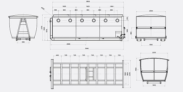 Technical Drawings: Open Hook Lift Containers Smooth Sided Hook Lift Containers Telephone:01709-730341 Web:www.