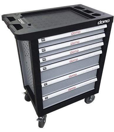 Dama HTC6001 Tool Cabinet with Tools Antitilt system. Drawers guides with mall bearings. Ø125 mm polyurethane casters. Aluminium drawer finish. Centralized locking system.