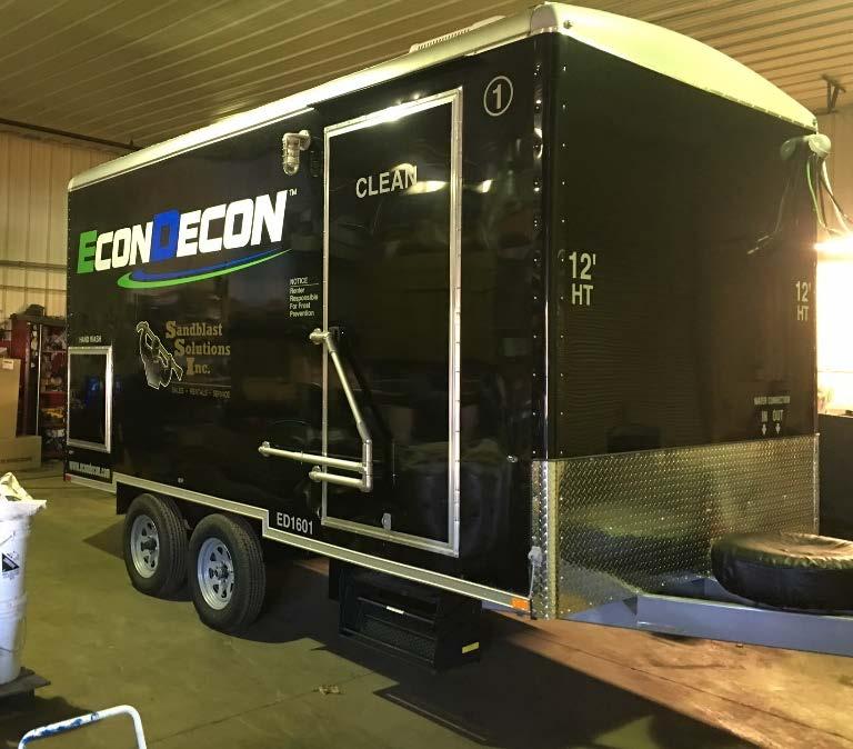 EconDecon 2 Shower SSI Model #ED 1601 Shower Trailer size Connections Construction Cllimate Controls Air Materials Filtered Lighting Tank Capacity Water Supply 2 Stalls 16 x 8 enclosed trailer 7700