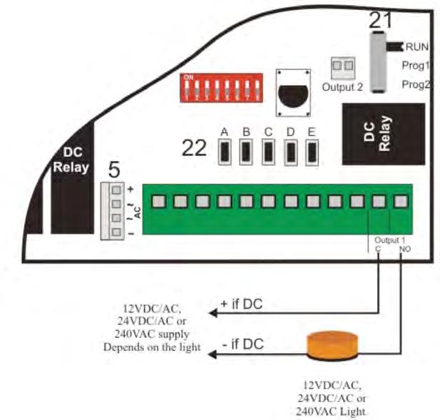 Lock/Brake Output Modes Courtesy Light or Warning Light Output To access these features make sure the 3-way slide switch is on program 1 and dip switch 4 & 5 is ON, follow the table below.