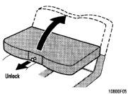 See Luggage stowage precautions in Part 2 for precautions to observe in loading luggage. SETTING UP REAR SEAT Unlock the seatback, and set it up.
