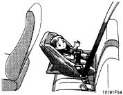 Installation with 3 point type seat belt (A)INFANT SEAT INSTALLATION An Infant seat is used in rear facing only.