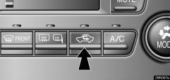 AIR CONDITIONING If manual switching of air intake is desired 20R007a The air intake control button is used to switch the air intake between the OUTSIDE AIR mode and RECIRCULATED AIR mode.