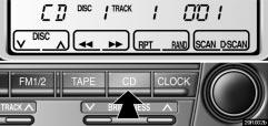 AUDIO (b) Playing a compact disc (c) Selecting a desired disc 20R032b 20R033a Push the CD button if the magazine is already loaded in the player. CD appears on the display.