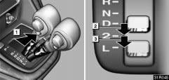 STARTING AND DRIVING (c) Using engine braking 31R045 To use the braking power of the engine, downshift the transmission in the way described below: 1 Push the overdrive switch.