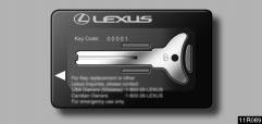 Flat key 1 Master key (black) The master key works in every lock. For your Lexus dealer to make you a new key with built in transponder chip, your dealer will need it.