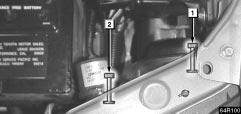 ELECTRICAL COMPONENTS CHECKING THE HEADLIGHT AIM (Vehicles with discharge headlight only) Adjusting the vertical aiming 64R100 64R101 1 Vertical movement adjusting bolt 1 2 Vertical