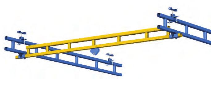 Rectangular coverage with up to 34' bridge and 124' runway standard Standard support distances of 20', 25', and 30' CEILING MOUNTED BRIDGE CRANES With Ceiling Mounted Systems, supporting
