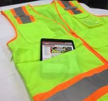 PROTECTIVE CLOTHING - HI-VIS APPAREL OVERSIZED FOR TABLETS, MAPS & MORE LARGE FRONT FIT A TABLET ID POCKET NON-AN TWO-TONE -POCKET SURVEYOR S TECH VEST ANSI/ISEA Type R