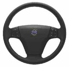INTERIOR DESIGN Leather steering wheel, Off Black Leather gear