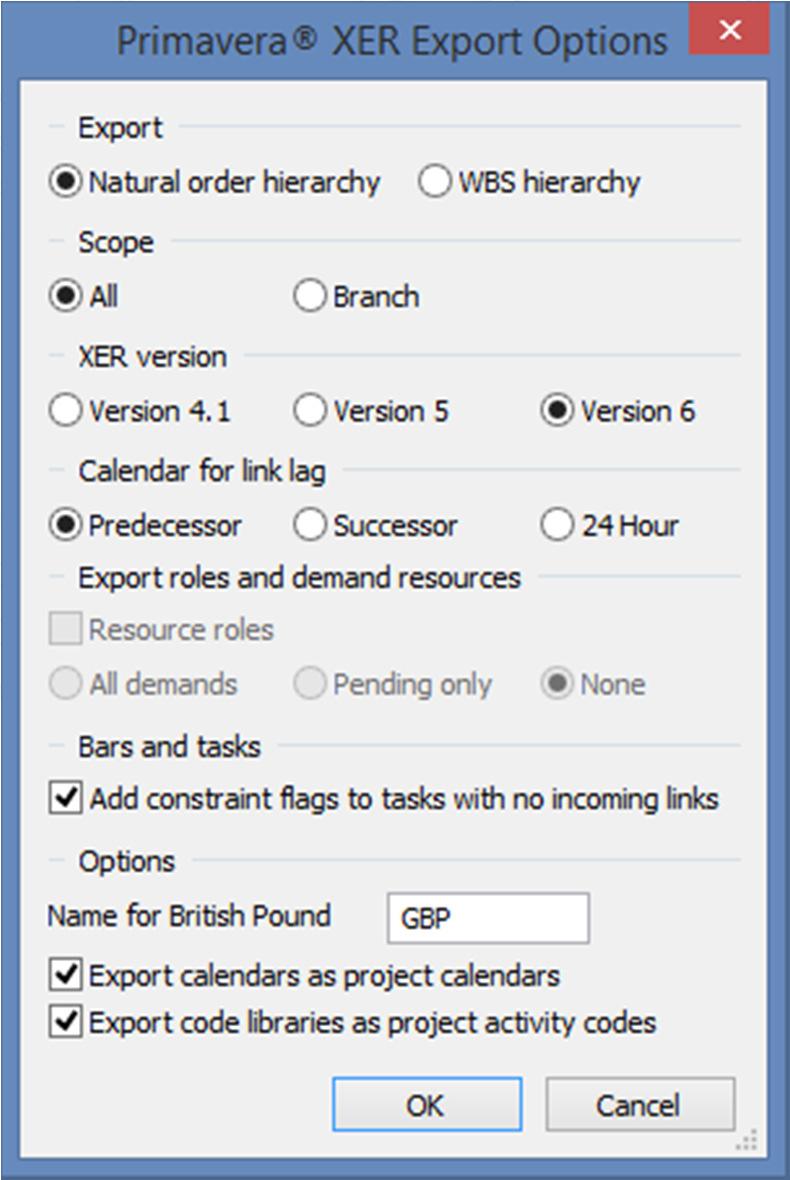 Using Asta Powerproject in a P6 World Export to XER file Organize by Activity or WBS. Export All or Part of schedule.