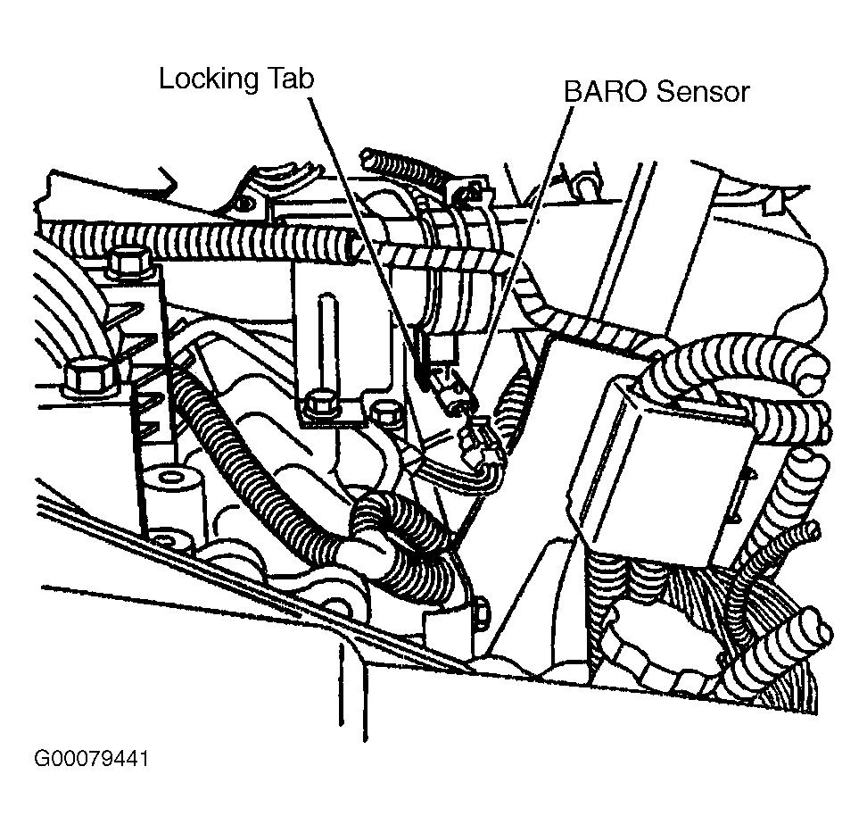 ENGINE CONTROLS - REMOVAL, OVERHAUL & INSTALLATION - 6.6L DIESEL... Page 3 of 41 Pull the BARO sensor downward to remove it from the bracket. To install, reverse removal procedure. Fig.