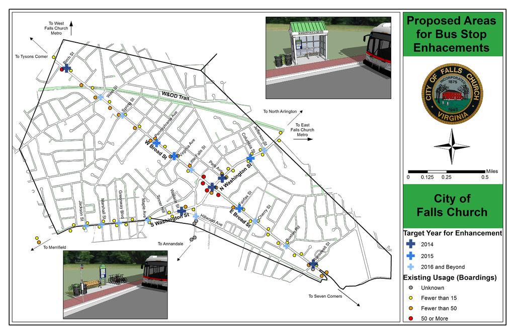 Figure 7: Preferred Bus Stop Locations and Enhancement Priorities Bus