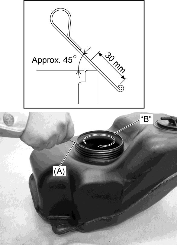 Inspection 1) Check the fuel tank inlet width P at the 8 points by the special tool as shown in the illustration.