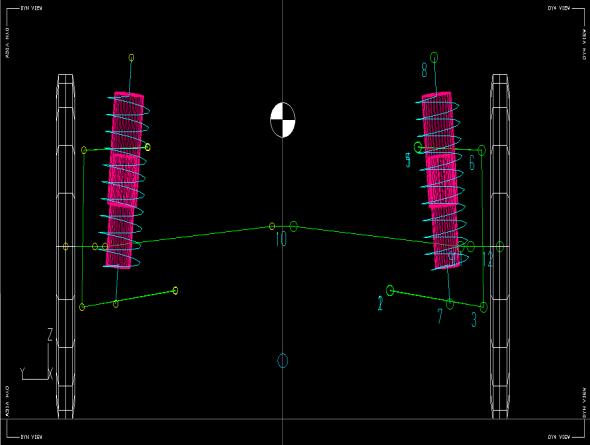 Lotus Suspension Analysis software was used to analyze the suspension hard points so as to have an optimum camber and toe change curves during bump and rebound conditions.
