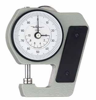 The Pocket Dial Thickness Gauge J 15 distinguishes itself distinctly by its up to date and ergonomical design. The Pocket Dial Thickness Gauge J 15 is equipped with plastic insulating plates.