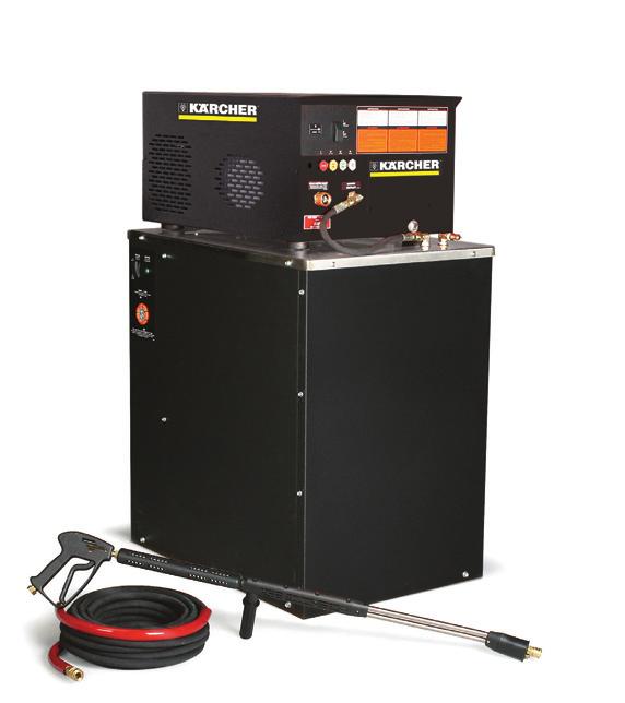Hot Water Electric Powered Electric Heated HDS Cabinet This Kärcher all-electric hot water pressure washer introduces hot-water tank technology to deliver hot water on demand ideal for indoor