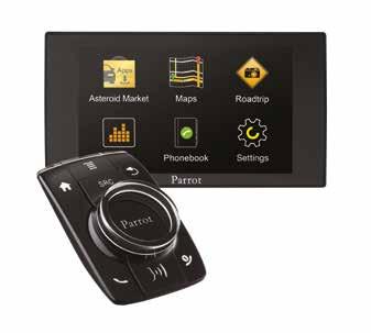 IN-CAR MEDIA Parrot MKi 9100 Bluetooth hands-free phone kit Demountable blue OLED display screen, full phone number memory, ipod, iphone compatible, auto connection, voice activation.