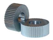 Knurl Series Wheel Dimensions Straight Tooth Standard Knurl Dies for Bump Knurling Precision Lapped Tooth Forms Provide Superior Knurled Surfaces HSS Vacuum Hardened to Approximately 63 Rockwell C.